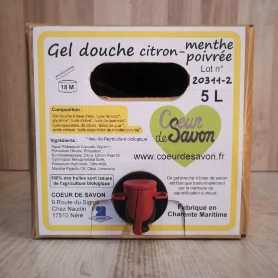 cubi gel douche coeur de savon citron menthe